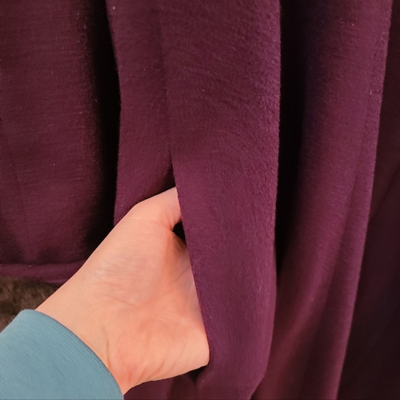 Vintage 90's Searle Blatt Studio Swing Coat Dark Purple Eggplant Wool Coat - Picture 5 of 10